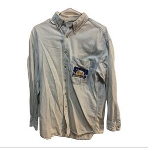 Sturgis denim button up motorcycle biker long sleeve shirt Sz M embroidery!